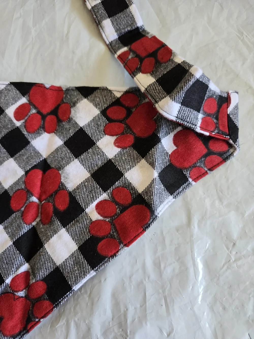 Plaid Paw Print Dog Bandana - Red and Black New Medium Up To 50 Lbs